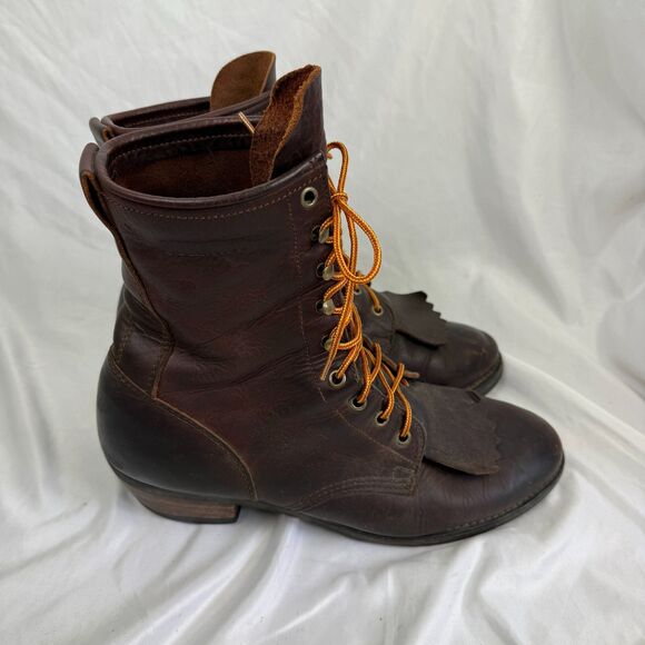 Vintage Durango Mens Full Leather Packer Boots Brown Red Size 11 EE WIDE Cowboy - Picture 4 of 12